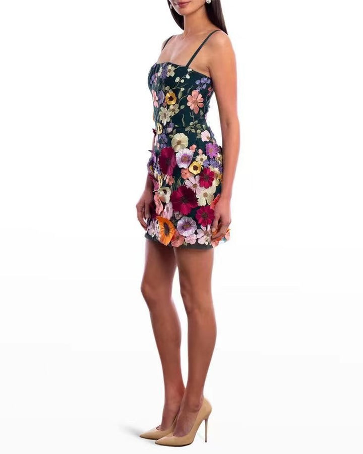 Damen Elegantes Cocktailkleid mit zarter Blumenstickerei Drune