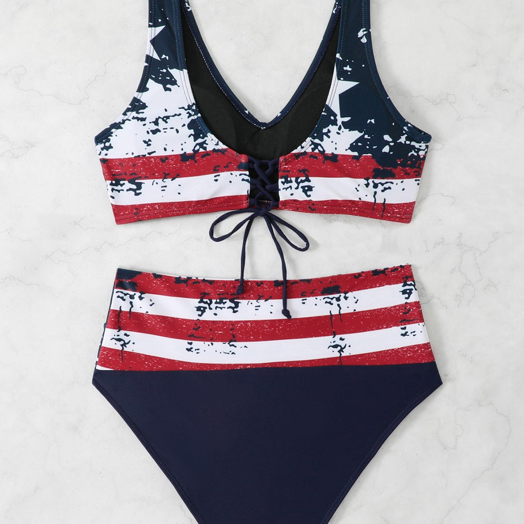 Damen Sportliches Bikini-Set mit hochgeschnittenem Bund Drune
