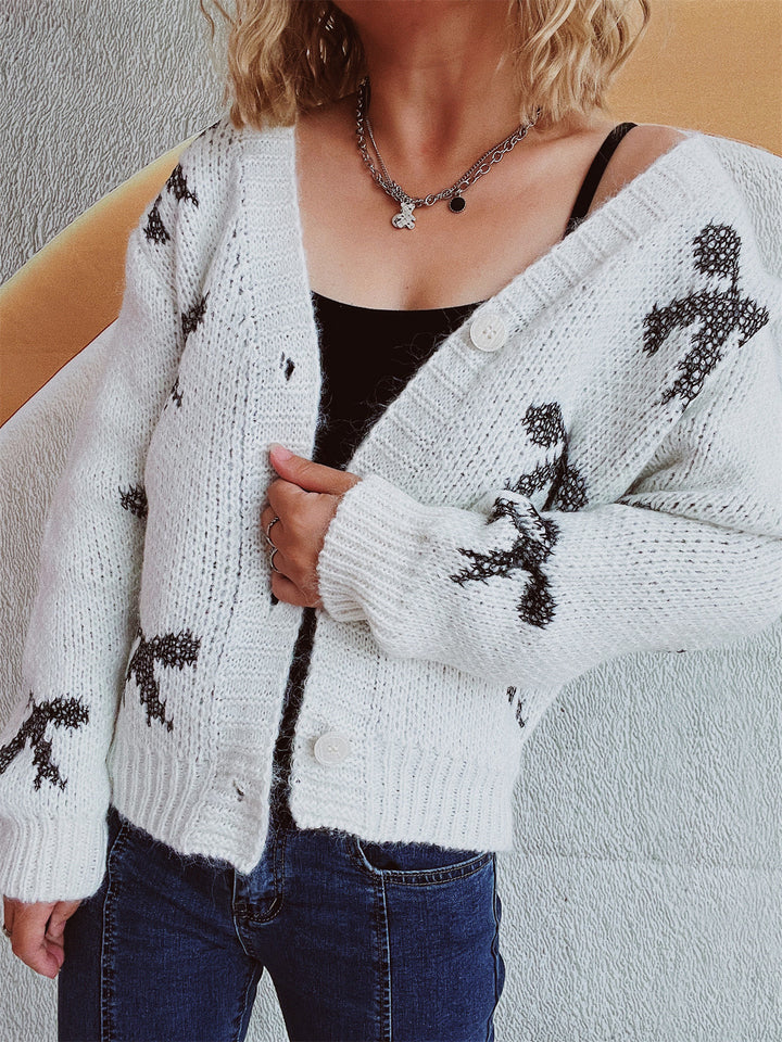 Damen lässige Strickjacke mit modernem Karomuster und hochwertigen Knopfdetails Drune