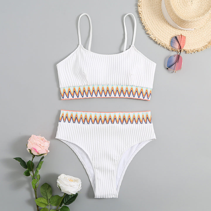 Damen integriertes Bikiniset mit geometrischem Muster Drune