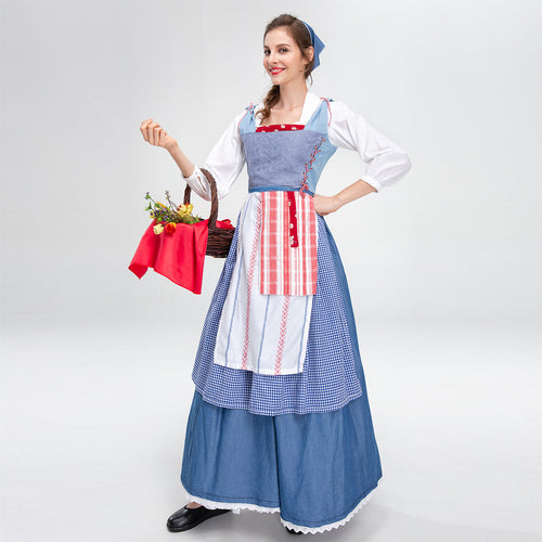 Damen nan ländliches Trachtenkleid mit Latzmieder und mehrlagiger Schürze Drune