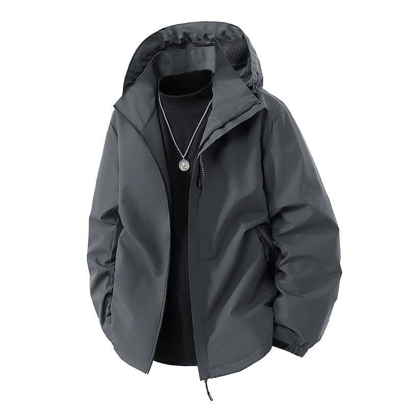 Herren nan leichte wetterfeste Softshelljacke mit verstellbarer Kapuze, winddichter Außenlage und atmungsaktivem Meshfutter Drune