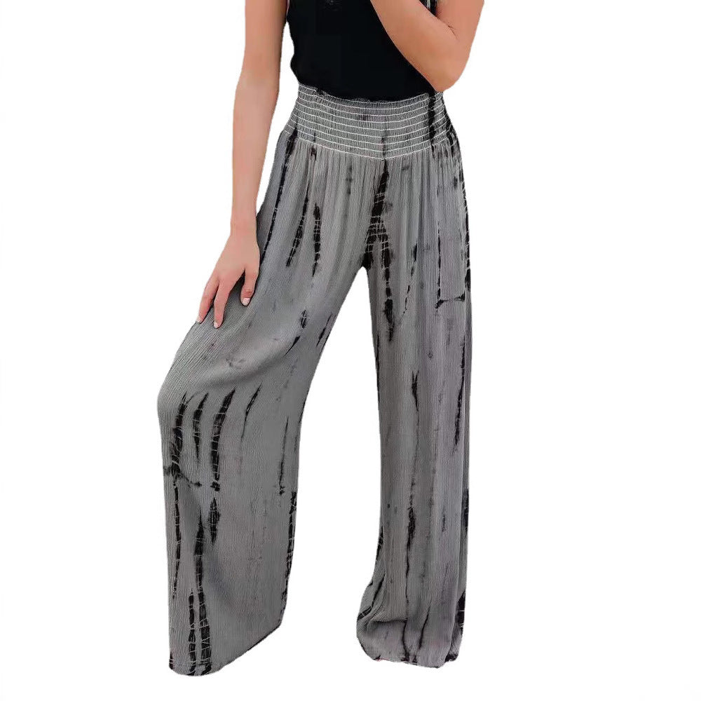 Damen elegante weite Pluderhose mit tiefem Bund und grafischem Druck Drune