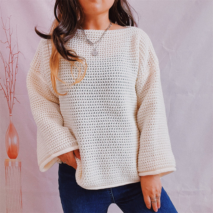 Damen Grobstrickpullover mit weitem Schnitt und lässigen Ärmeln Drune