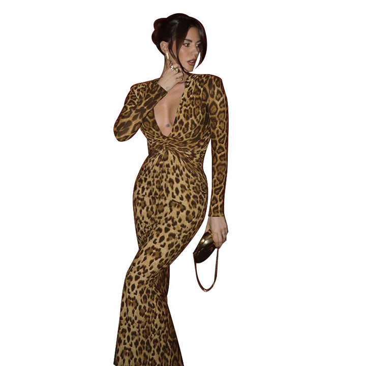 Damen Wickelkleid mit tiefem V-Ausschnitt und eleganter Silhouette Drune