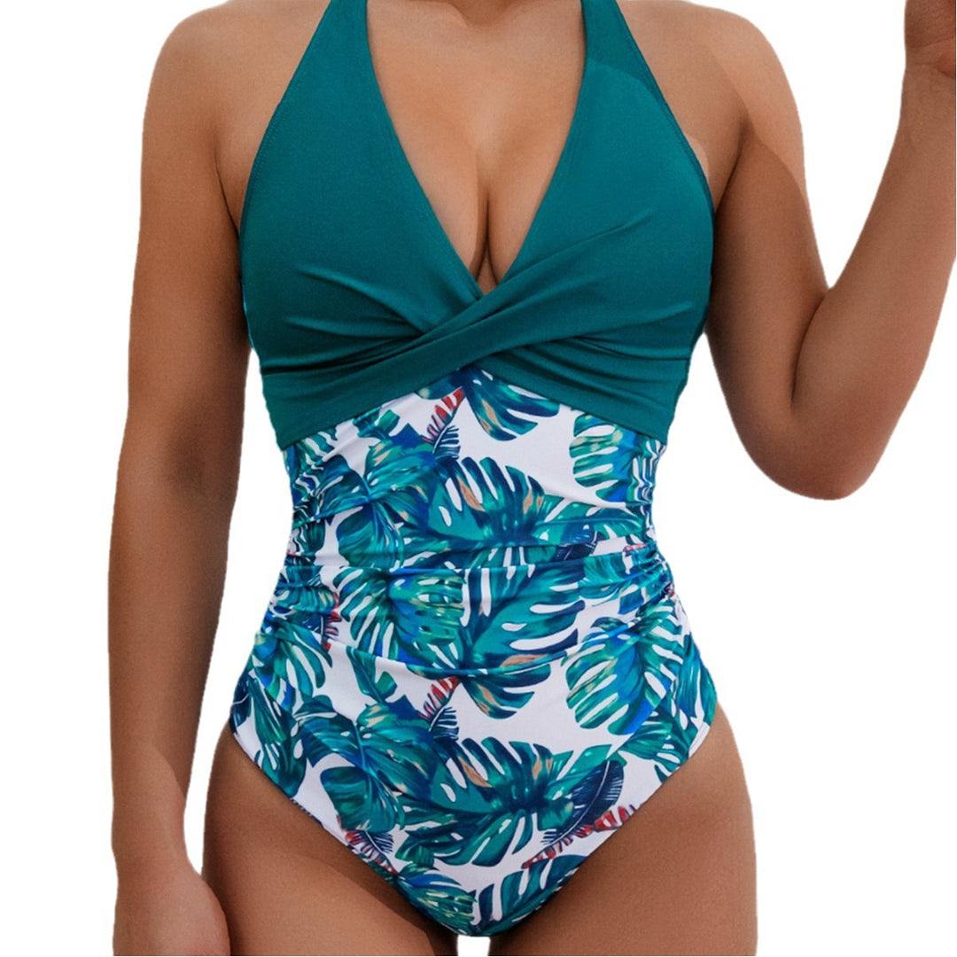 Damen Hochwertiger Einteiler-Badeanzug mit floralem Schnitt und raffiniertem Wickeldesign Drune