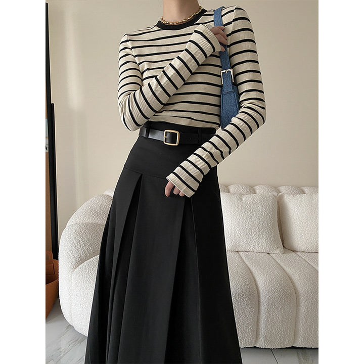 Damen Langarmshirt mit gestreiftem Design und weichem Stoff Drune