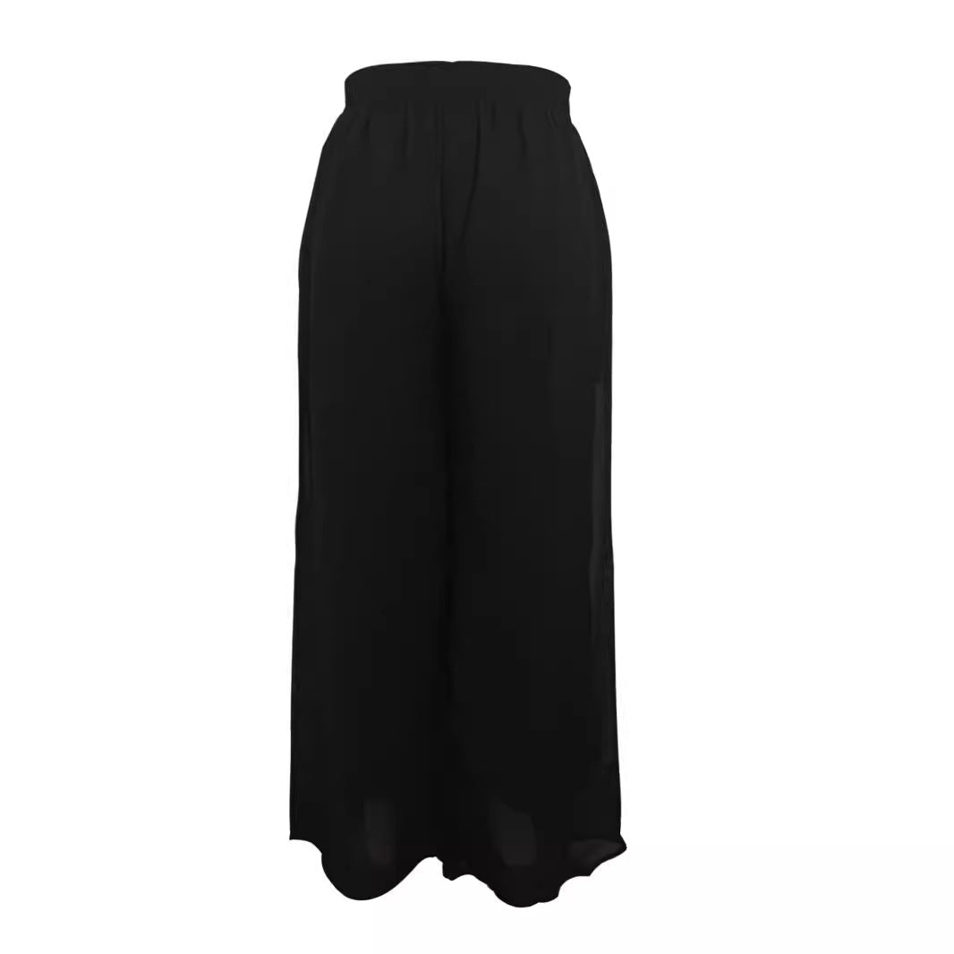 Damen weite, transparente Culotte aus leichtem Chiffon mit elastischem Bund und praktischen Taschen Drune