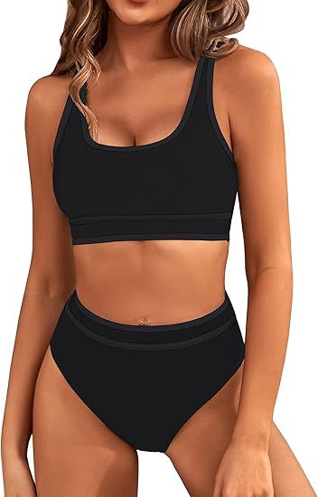 Damen Sportlicher Hochgeschnittener Bikini Drune