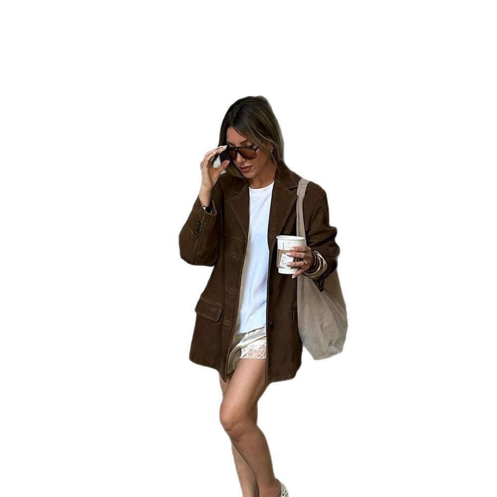 Damen modische Oversized-Samtjacke Drune