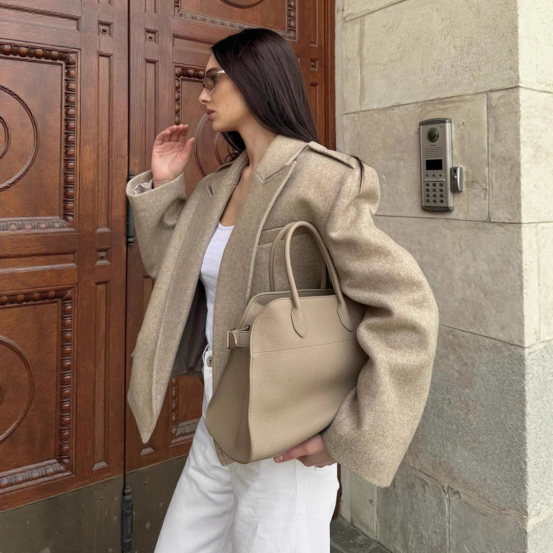 Damen eleganter Oversized-Blazer mit feiner Textur und praktischen Taschen Drune