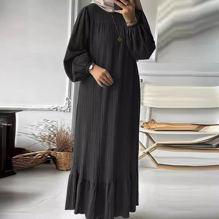 Damen Maxikleid mit waagerechtem Faltenwurf Drune