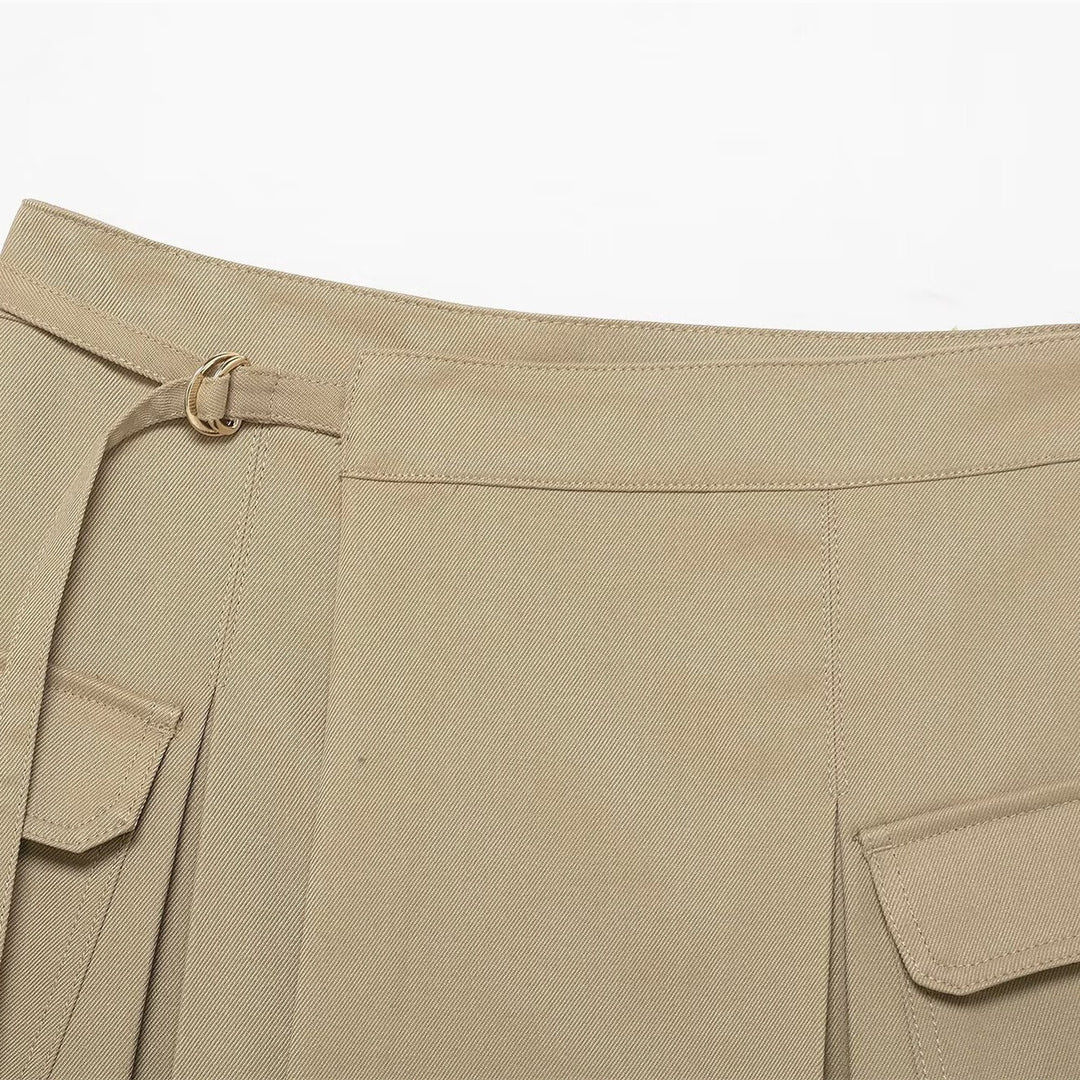 Damen Utility-Rock mit praktischen Taschen und schickem Kordelzug Drune