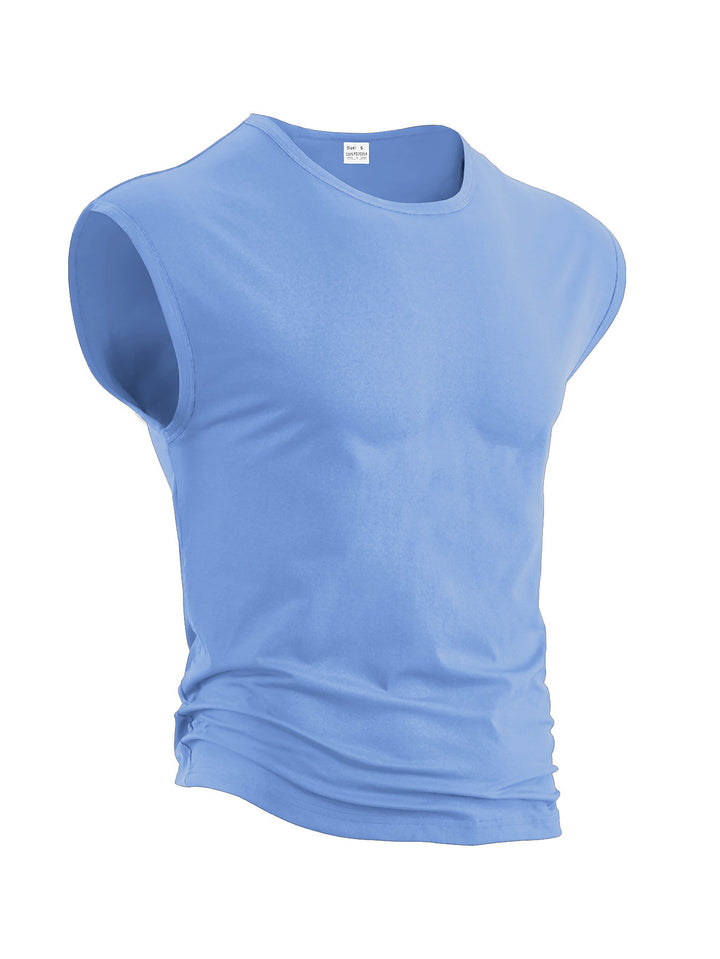 Herren nan lockeres ärmelloses Muskelshirt aus Baumwolljersey mit überschnittener Schulterpartie Drune
