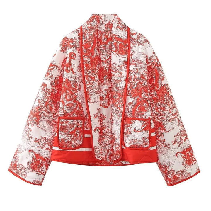 Damen modische Steppjacke mit elegantem Revers und praktischen Taschen Drune