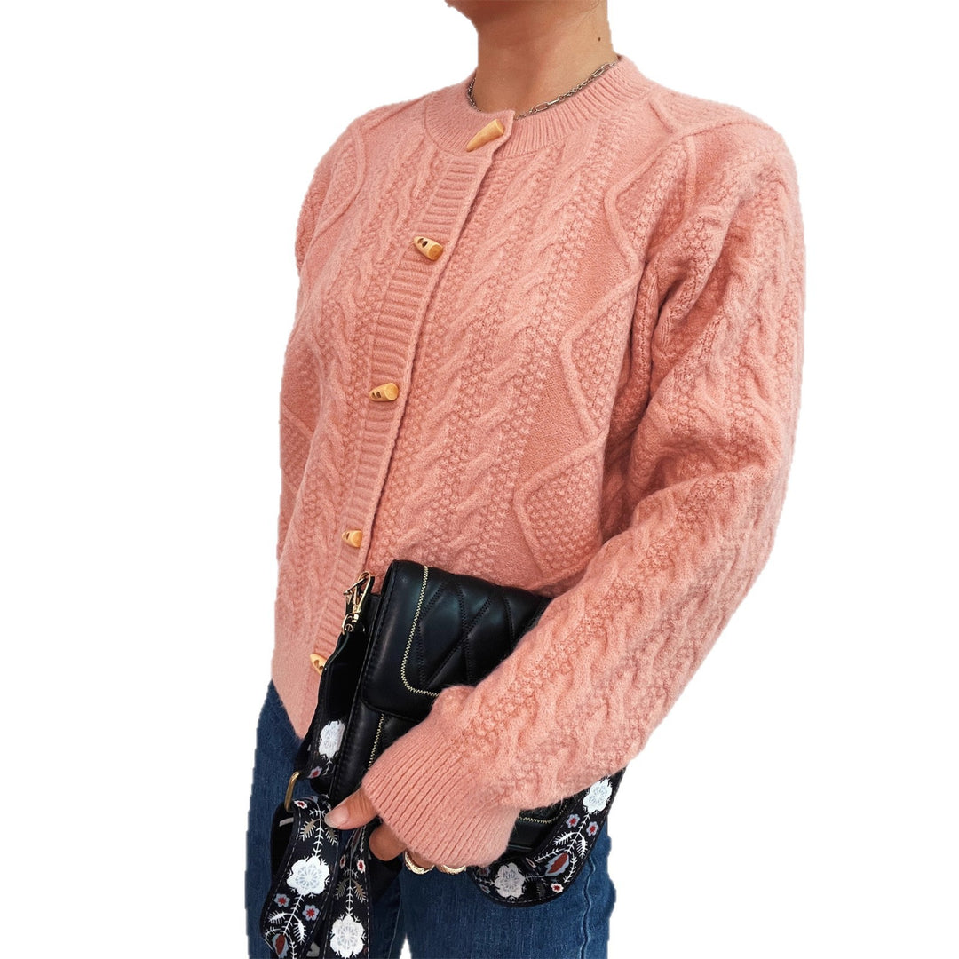 Damen Strickjacke mit dekorativen Knöpfen und strukturierter Webart Drune