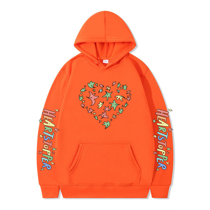 Damen Kapuzenpullover mit kreativem Herz- und Blattmotiv Drune