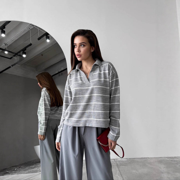 Damen lässiger Pullover im Streifen-Design Drune