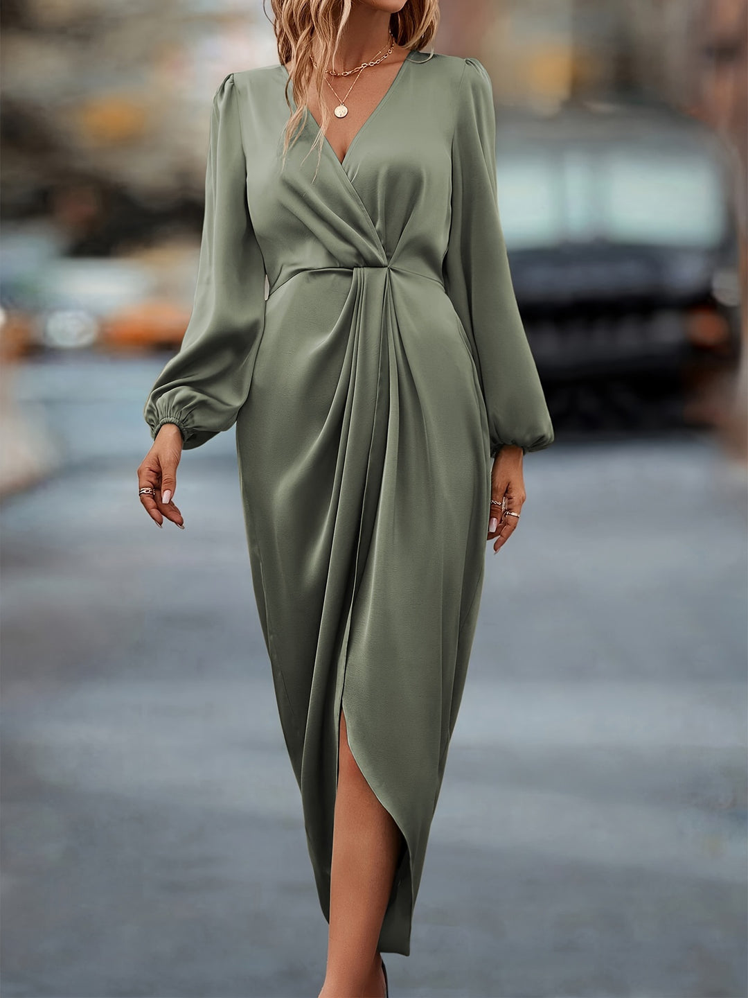 Damen elegantes und fließendes Maxikleid Drune