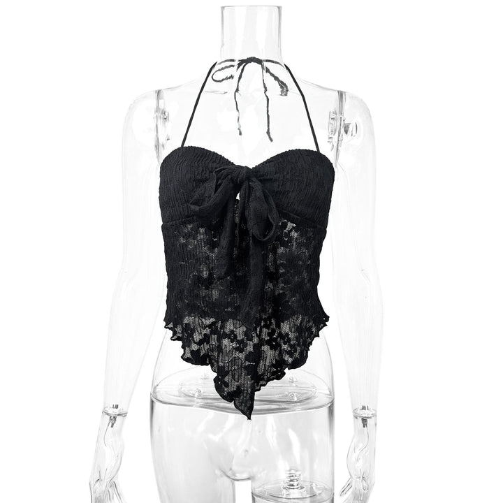 Damen Spitzen-Bustier mit Bindeband und transparentem Design Drune