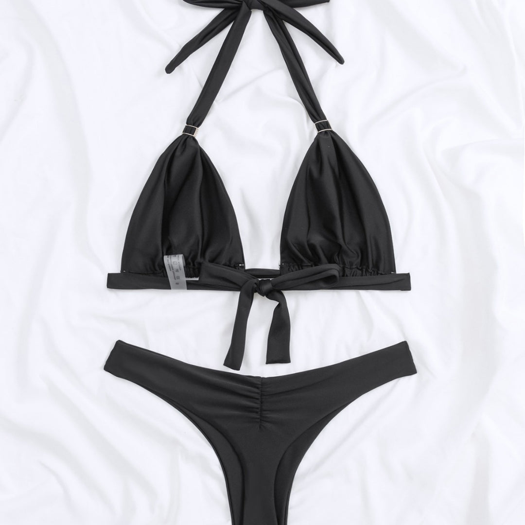 Damen Triangel-Bikini mit elegantem Metallverschluss und hohem Beinausschnitt Drune