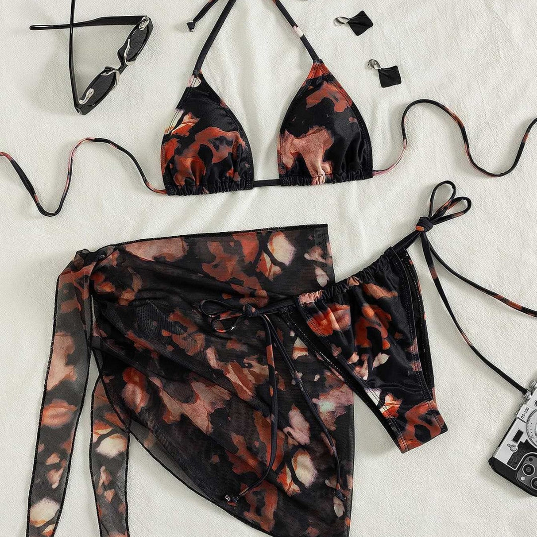 Damen Triangel-Bikini mit transparentem Überwurf Drune