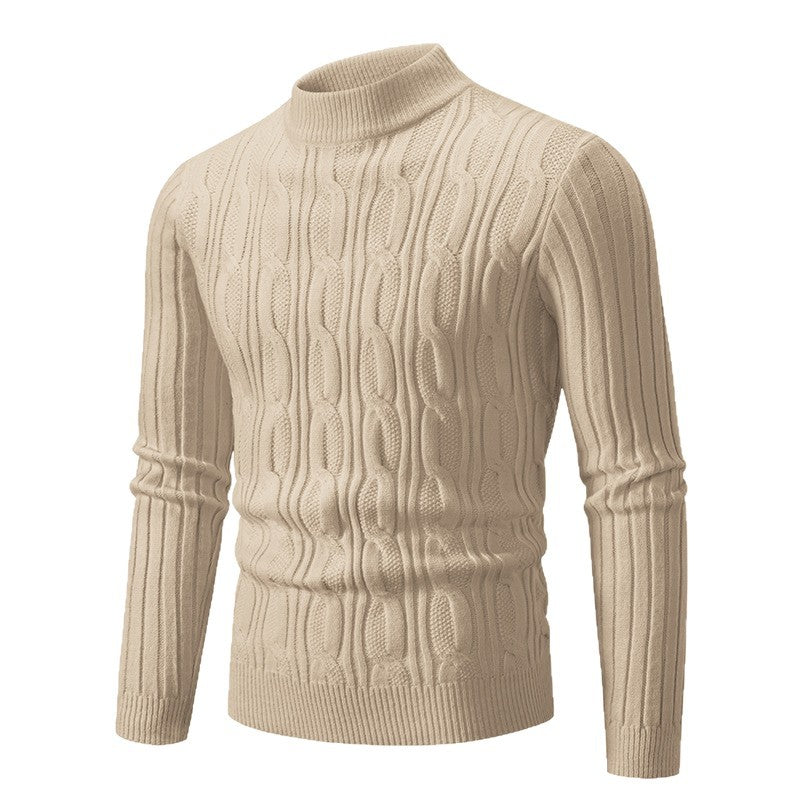 Herren Rollkragenpullover aus hochwertiger Baumwolle mit Zopfmuster Drune