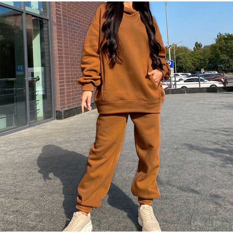 Damen lässiger Jogginganzug mit weichem Material und elastischem Bund Drune