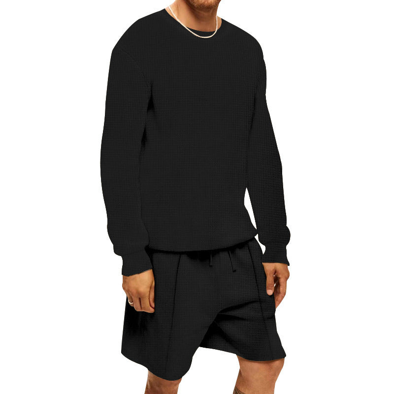 Herren lässiges Sweatshirt- und Shorts-Set mit strukturiertem Design Drune