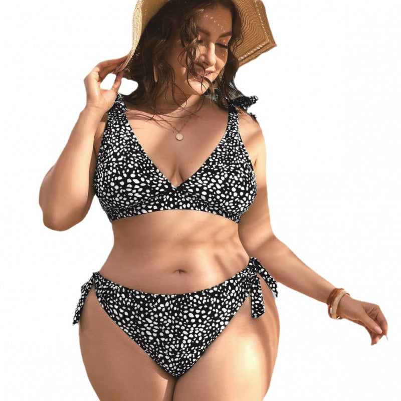 Damen Triangel-Bikini mit verspielten Schleifen und modischem Muster Drune