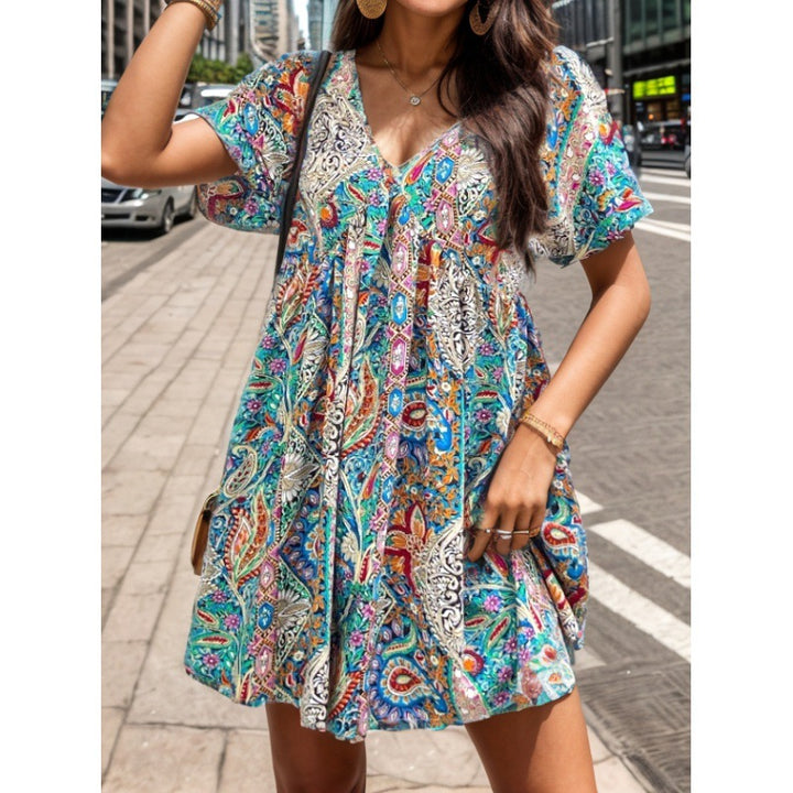 Damen Sommerkleid mit floralem Muster und lockerer Schnittführung Drune