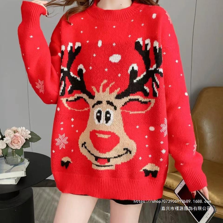 Damen Weihnachts-Pullover mit einzigartigem Rentier-Motiv Drune
