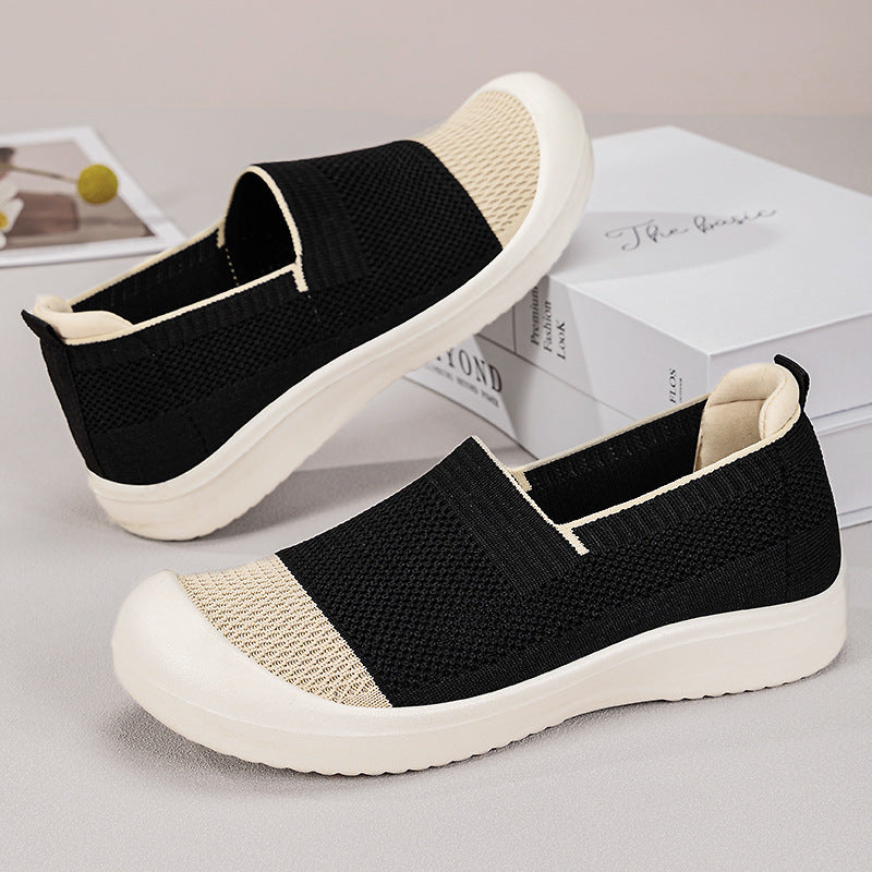 Damen nan leichter gestrickter Slip-On Sneaker mit verstärkter Zehenkappe und stoßdämpfender EVA-Plateausohle Drune