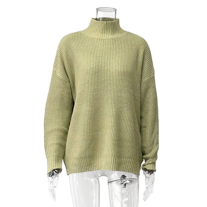 Damen Grober Strickpullover mit Stehkragen und überschnittenen Schultern Drune