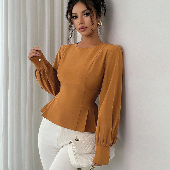 Damen Taillierte Bluse mit Puffärmeln Drune
