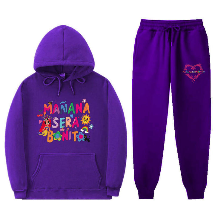 Damen Sweatshirt- und Jogginghose-Set mit buntem Aufdruck Drune
