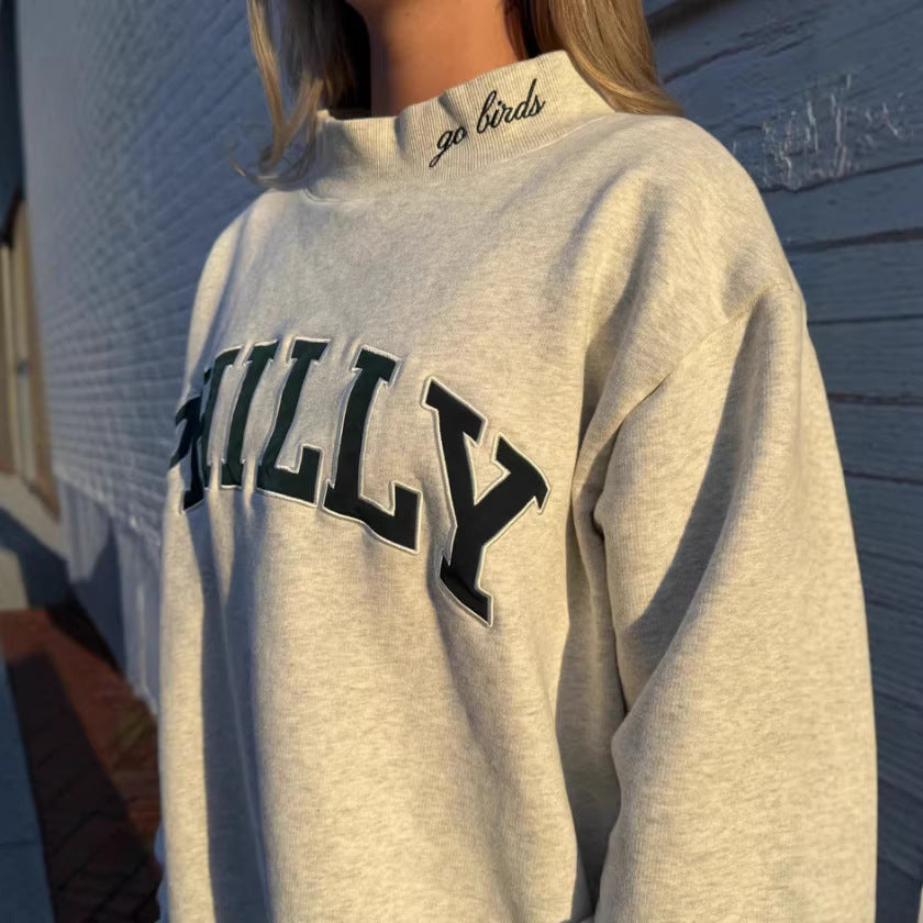 Damen Oversized Sweatshirt mit trendigem Schriftzug Drune