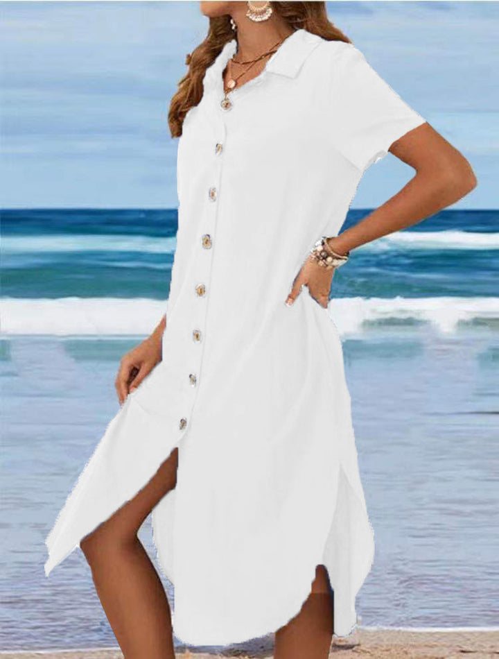 Damen Hemdblusenkleid mit Knopfdetail und schwingendem Saum Drune