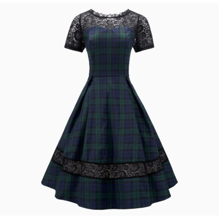 Damen Abendkleid mit Spitzenapplikationen und schwingendem Rock Drune