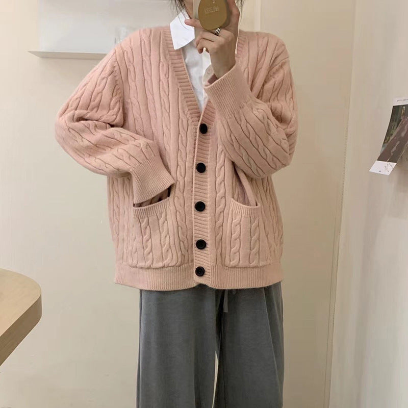 Damen Grobstrickjacke mit Zopfmuster und praktischen Taschen Drune