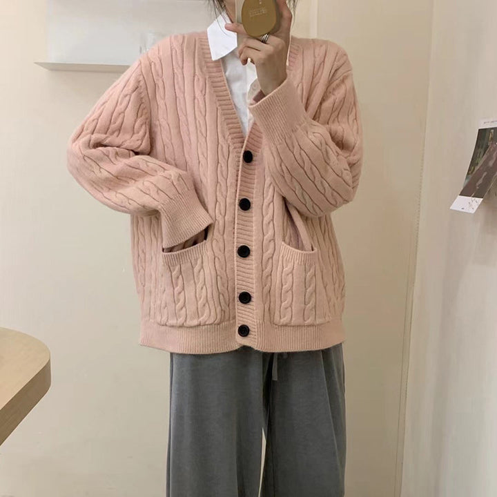 Damen Grobstrickjacke mit Zopfmuster und praktischen Taschen Drune