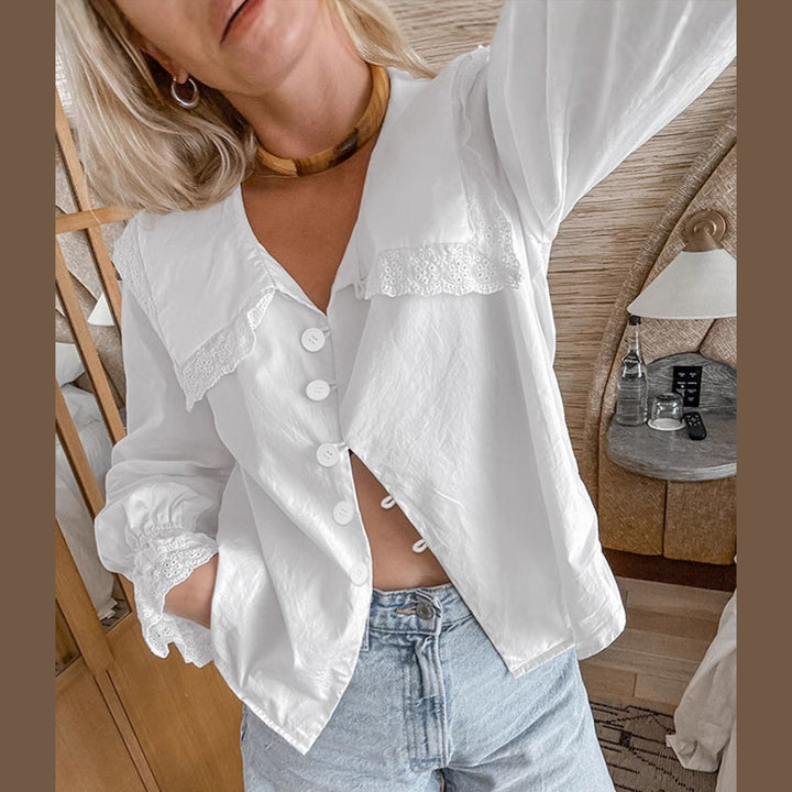 Damen Bluse mit großen Spitzeneinsätzen Drune