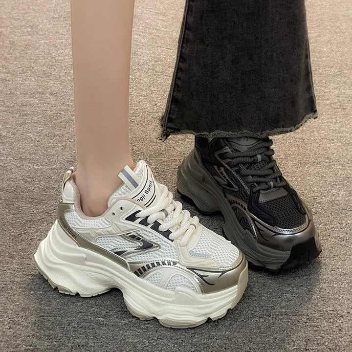 Damen Trendige Chunky Sneakers mit atmungsaktivem Mesh und starker Dämpfung Drune