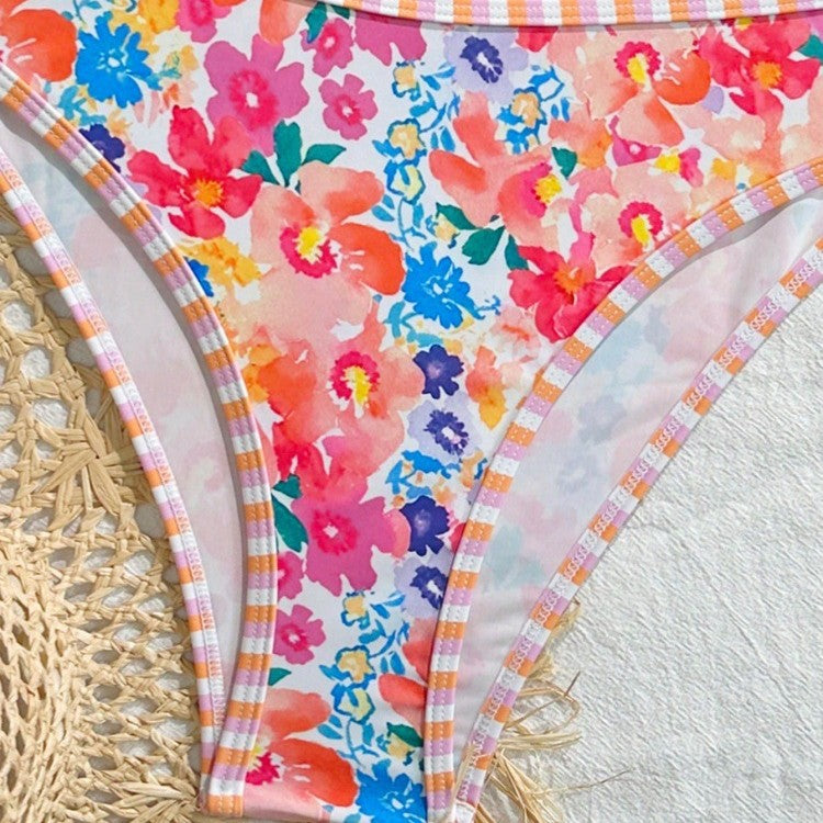 Damen Triangel-Bikini-Set mit floralem Muster und verspieltem Design Drune