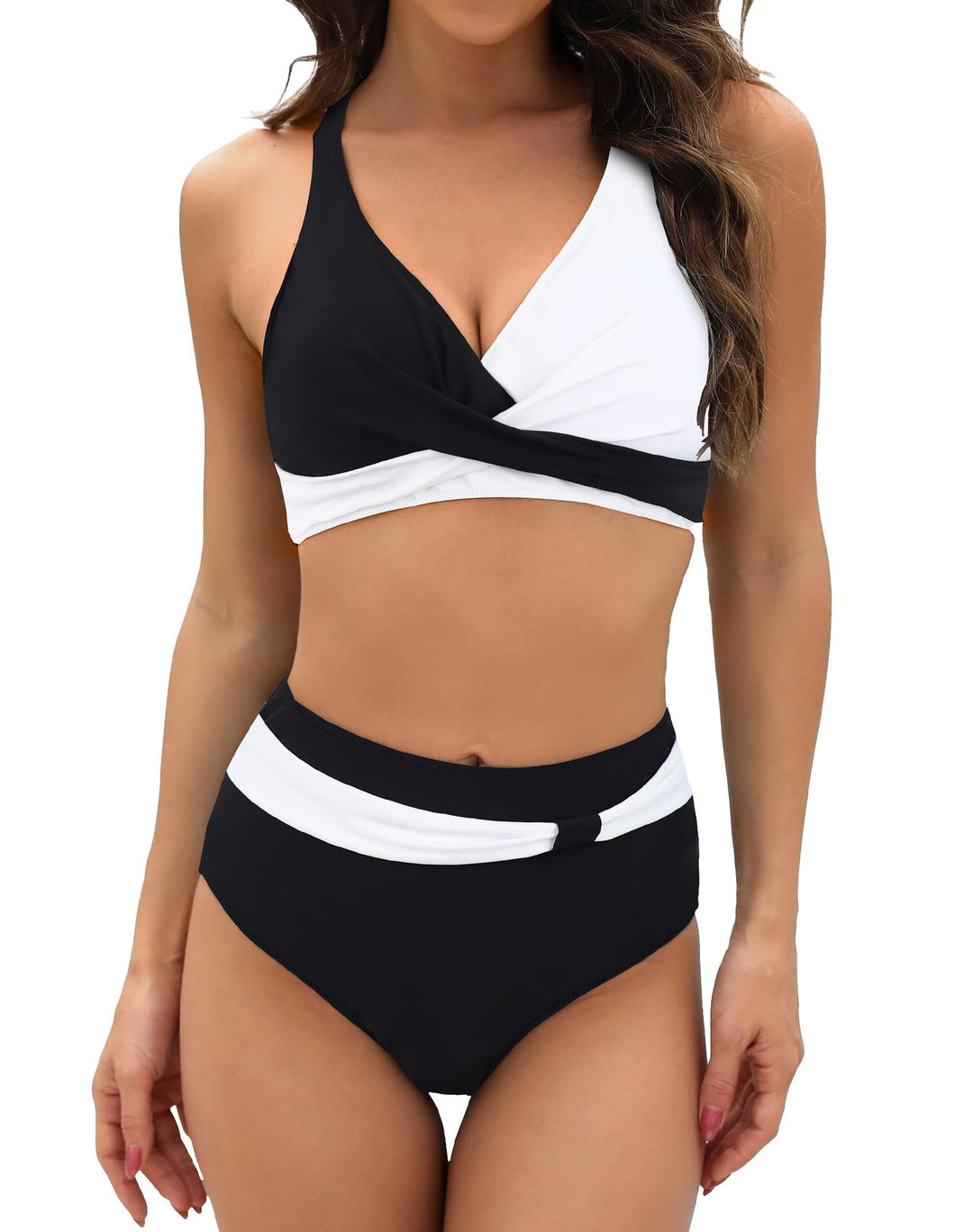 Damen Sportliches Bikini-Set mit stylischem Wickeloberteil und hochgeschnittenem Slip Drune