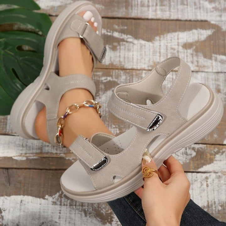 Damen Komfortsandalen mit verstellbaren Klettverschlüssen und ergonomischem Fußbett Drune