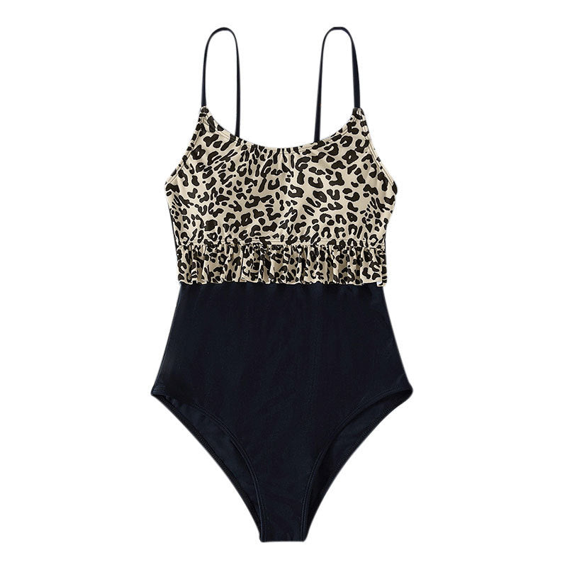 Damen Eleganter Einteiler Badeanzug mit floralen Rüschendetails Drune