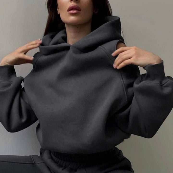 Damen sportliches Sweatset mit tiefem Ausschnitt und seitlichen Raglanärmeln Drune