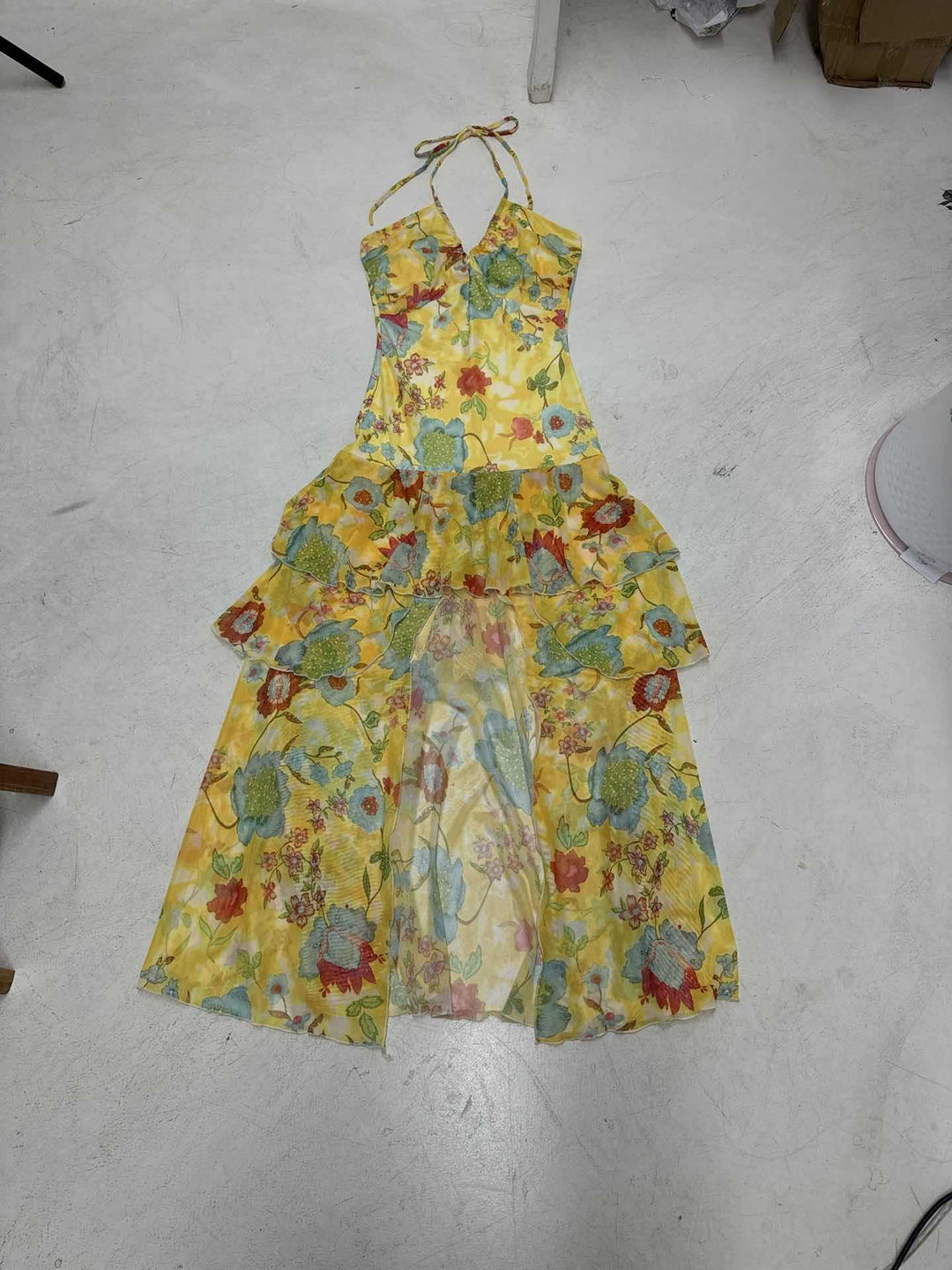Damen Maxikleid mit floralem Lagenlook und Spaghettiträgern Drune