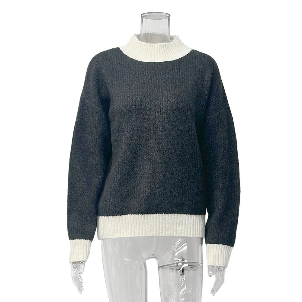 Damen Oversized Strickpullover mit hochabschließendem Kragen Drune